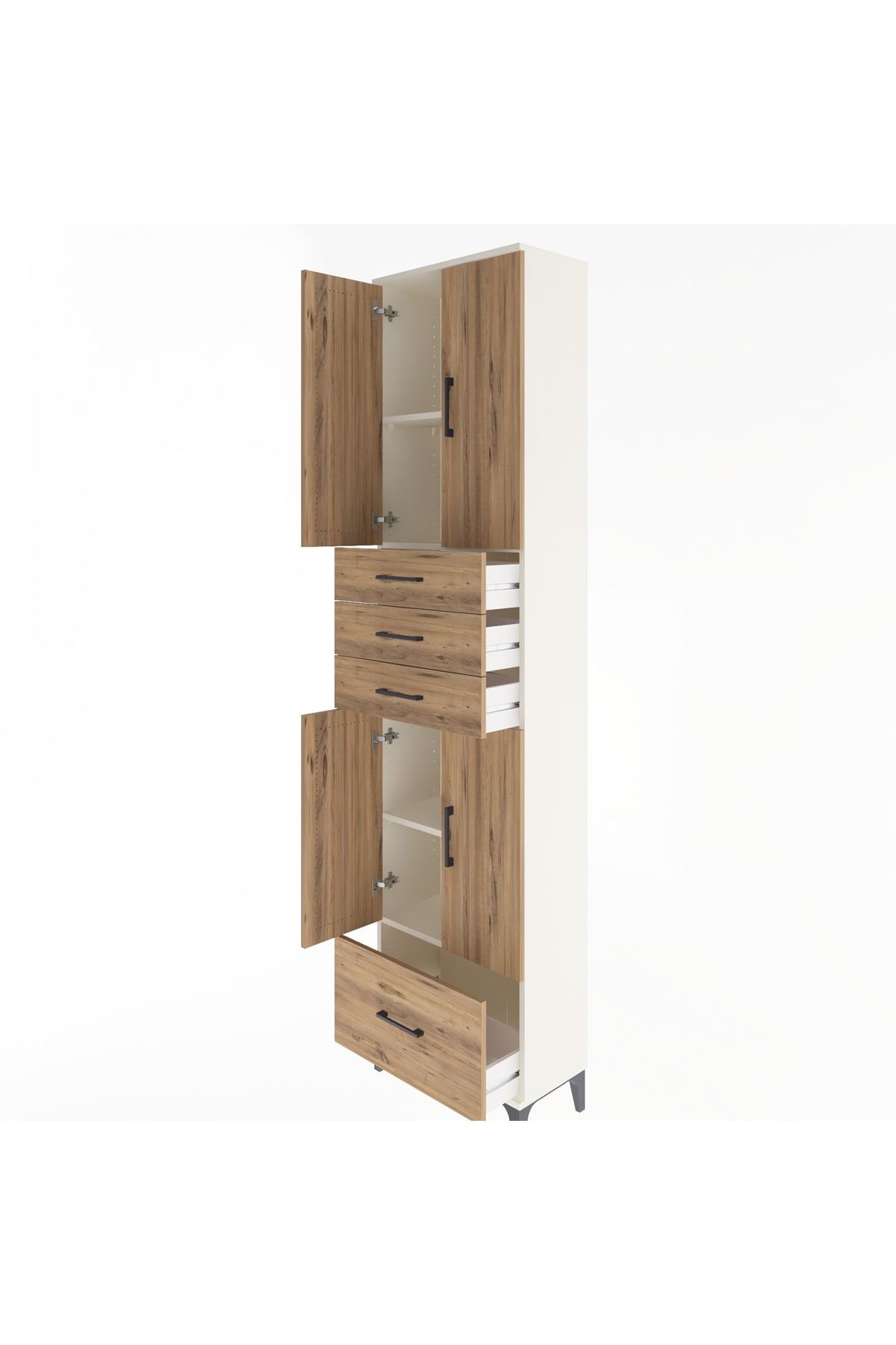 Arges Dolap 4 Raflı 4 Çekmeceli 4 Kapaklı 60x30x243 Aytaşı-Çam