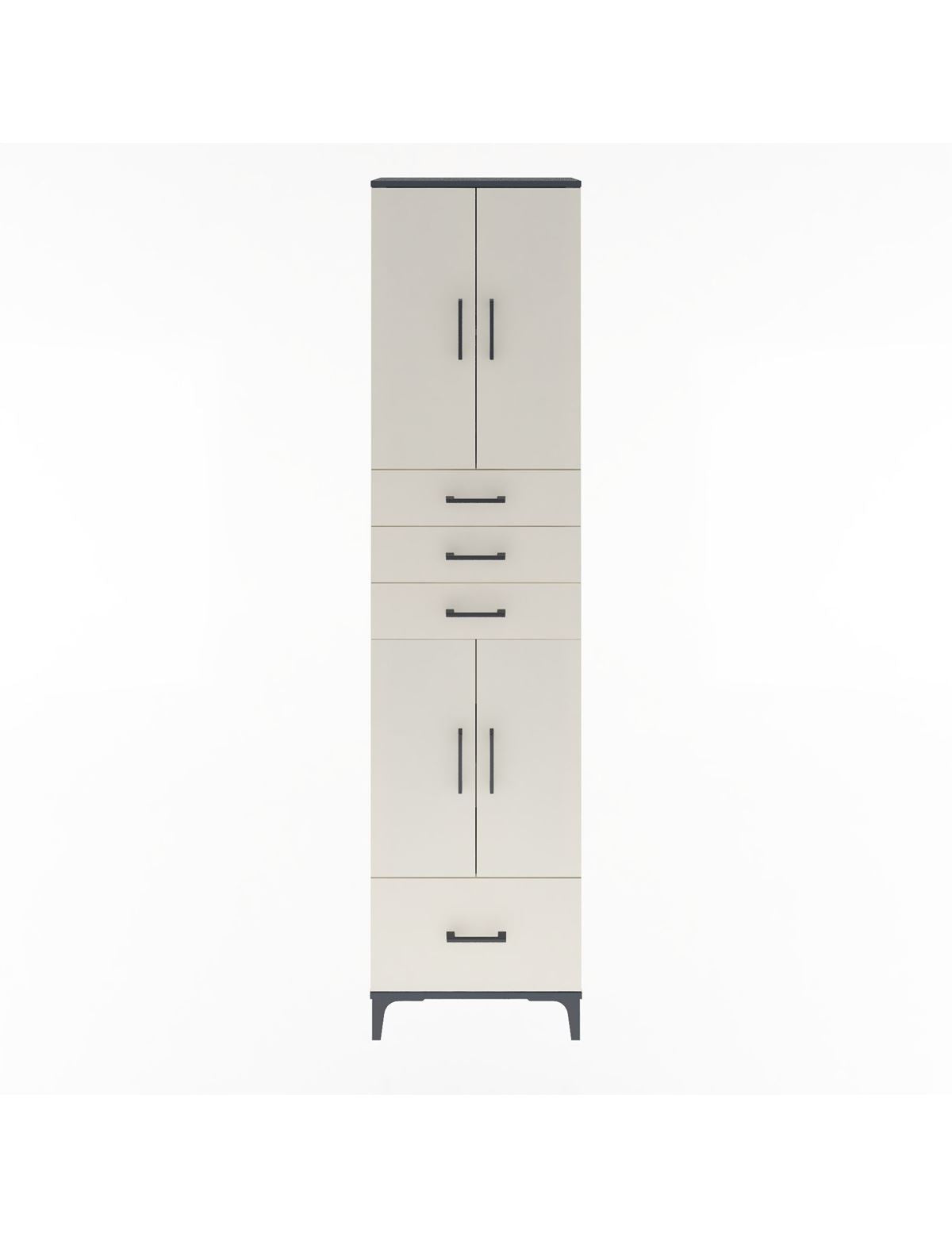 Arges Dolap 4 Raflı 4 Çekmeceli 4 Kapaklı 60x30x243 Antrasit-Aytaşı