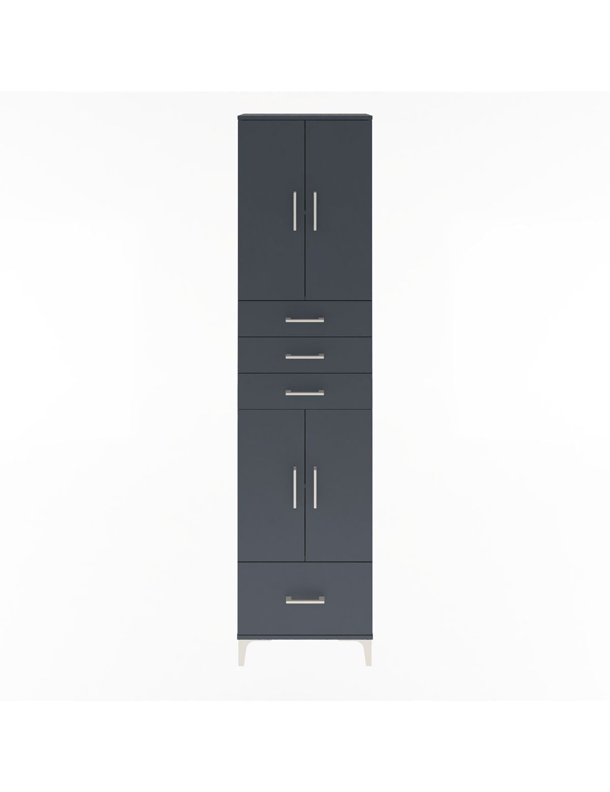Arges Dolap 4 Raflı 4 Çekmeceli 4 Kapaklı 60x30x243 Antrasit-Antrasit