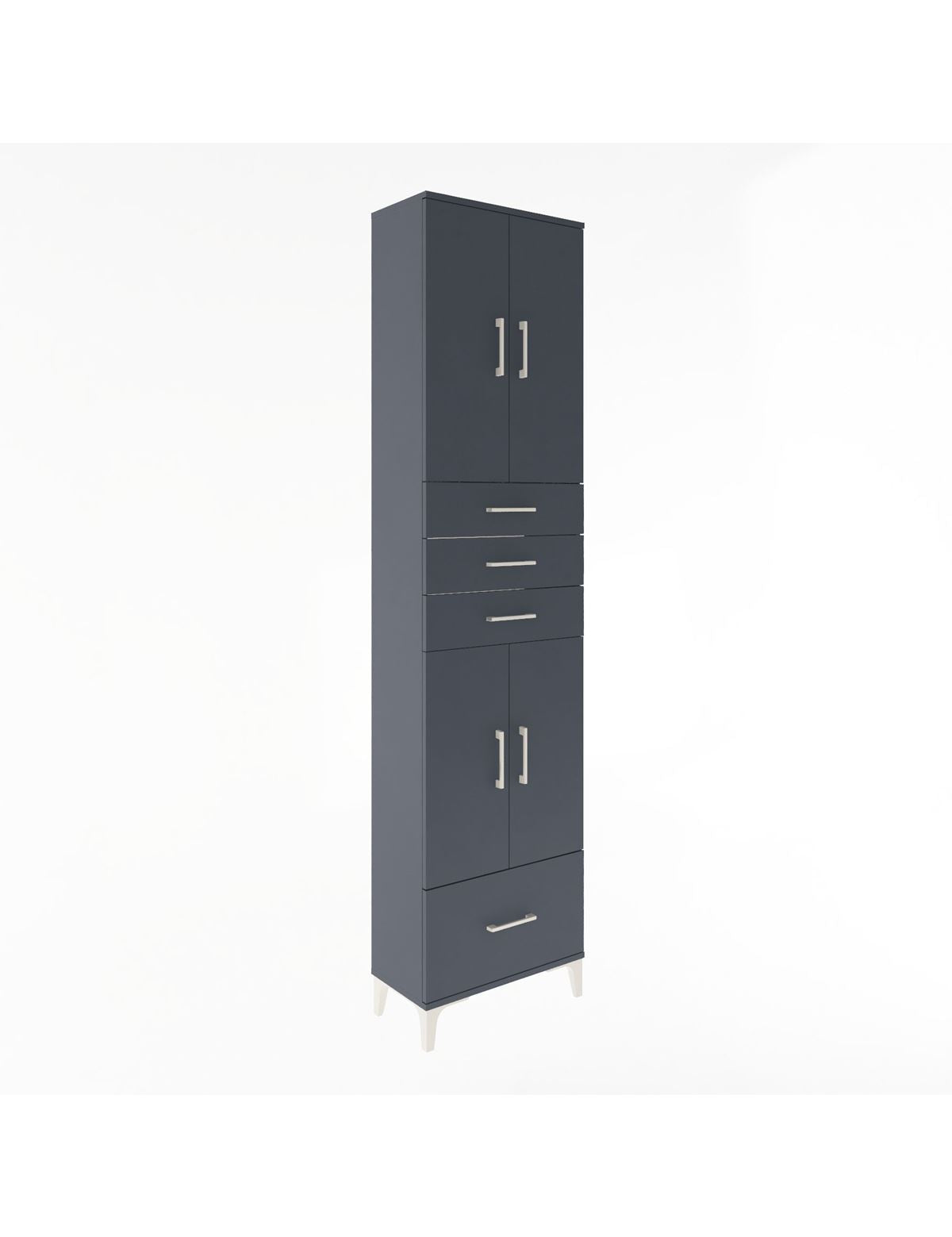 Arges Dolap 4 Raflı 4 Çekmeceli 4 Kapaklı 60x30x243 Antrasit-Antrasit