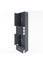 Arges Dolap 4 Raflı 4 Çekmeceli 4 Kapaklı 60x30x243 Antrasit-Antrasit