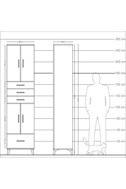 Arges Dolap 4 Raflı 4 Çekmeceli 4 Kapaklı 60x30x243 Antrasit-Antrasit
