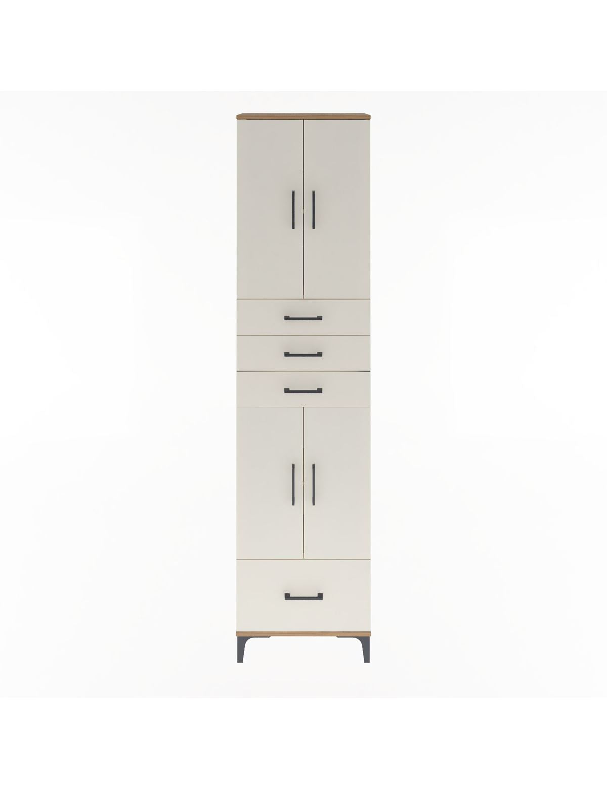 Arges Dolap 4 Raflı 4 Çekmeceli 4 Kapaklı 60x30x243 Çam-Aytaşı