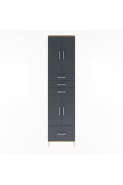 Arges Dolap 4 Raflı 4 Çekmeceli 4 Kapaklı 60x30x243 Çam-Antrasit