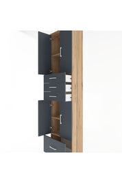 Arges Dolap 4 Raflı 4 Çekmeceli 4 Kapaklı 60x30x243 Çam-Antrasit