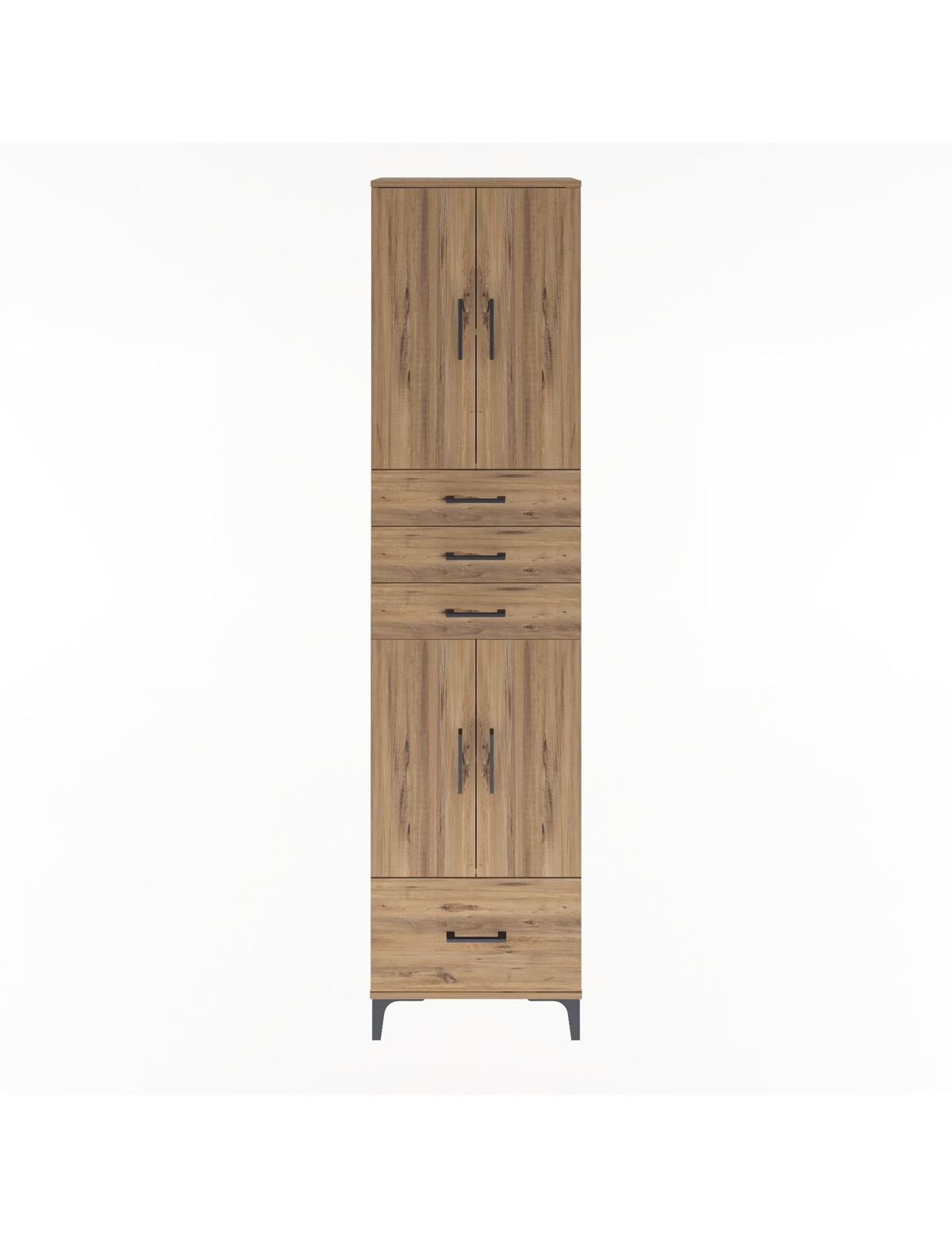 Arges Dolap 4 Raflı 4 Çekmeceli 4 Kapaklı 60x30x243 Çam-Çam