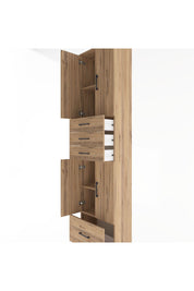 Arges Dolap 4 Raflı 4 Çekmeceli 4 Kapaklı 60x30x243 Çam-Çam