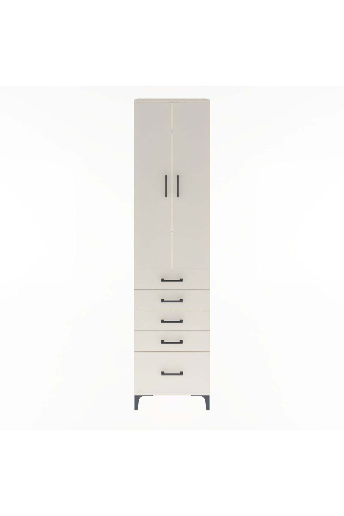 Arges Dolap 4 Raflı 5 Çekmeceli 2 Kapaklı 60x30x243 Aytaşı-Aytaşı