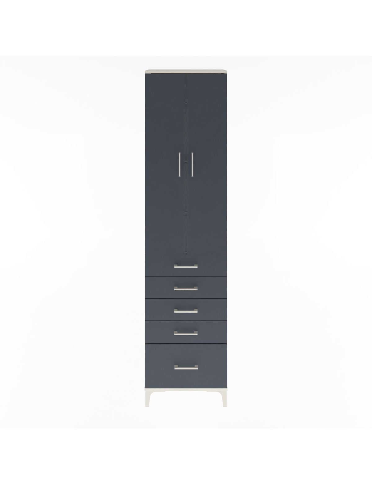 Arges Dolap 4 Raflı 5 Çekmeceli 2 Kapaklı 60x30x243 Aytaşı-Antrasit