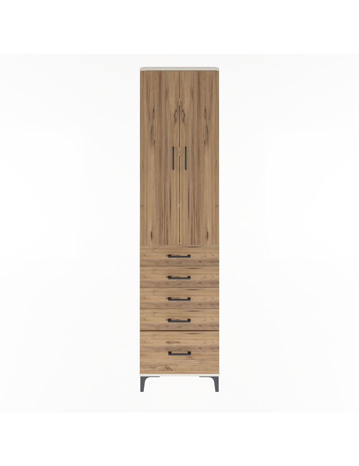 Arges Dolap 4 Raflı 5 Çekmeceli 2 Kapaklı 60x30x243 Aytaşı-Çam