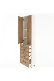 Arges Dolap 4 Raflı 5 Çekmeceli 2 Kapaklı 60x30x243 Aytaşı-Çam