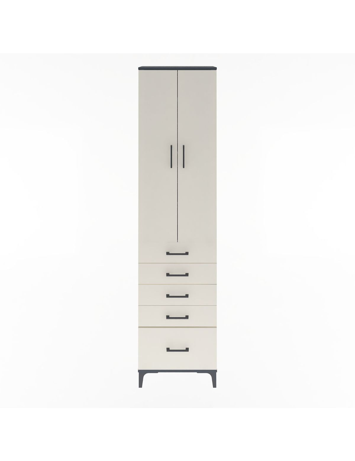 Arges Dolap 4 Raflı 5 Çekmeceli 2 Kapaklı 60x30x243 Antrasit-Aytaşı