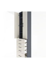 Arges Dolap 4 Raflı 5 Çekmeceli 2 Kapaklı 60x30x243 Antrasit-Aytaşı