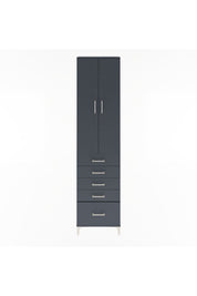 Arges Dolap 4 Raflı 5 Çekmeceli 2 Kapaklı 60x30x243 Antrasit-Antrasit
