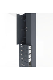 Arges Dolap 4 Raflı 5 Çekmeceli 2 Kapaklı 60x30x243 Antrasit-Antrasit