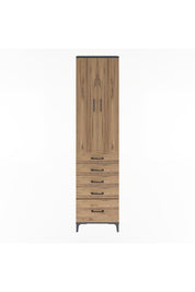 Arges Dolap 4 Raflı 5 Çekmeceli 2 Kapaklı 60x30x243 Antrasit-Çam