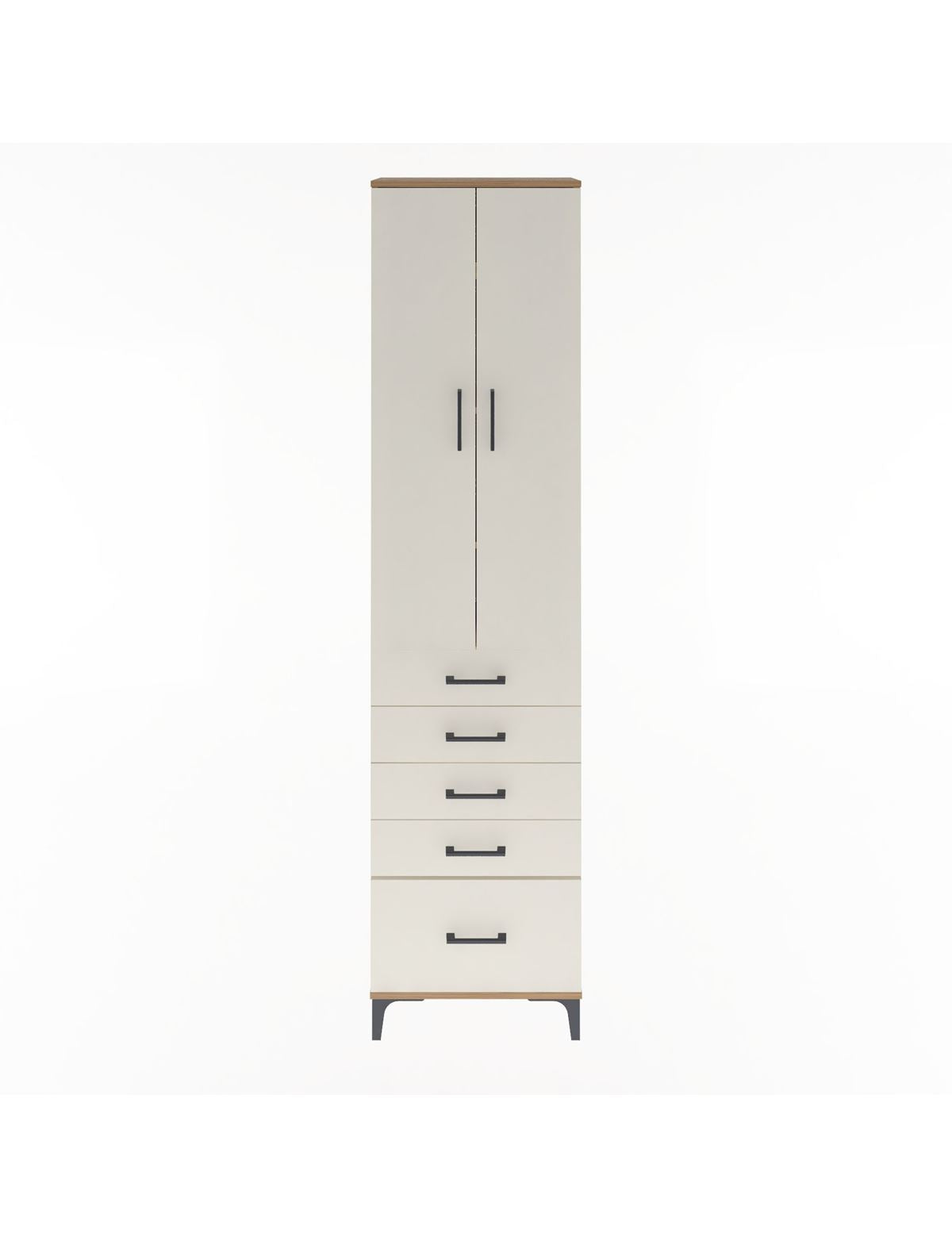 Arges Dolap 4 Raflı 5 Çekmeceli 2 Kapaklı 60x30x243 Çam-Aytaşı