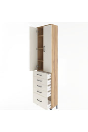 Arges Dolap 4 Raflı 5 Çekmeceli 2 Kapaklı 60x30x243 Çam-Aytaşı