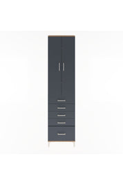 Arges Dolap 4 Raflı 5 Çekmeceli 2 Kapaklı 60x30x243 Çam-Antrasit