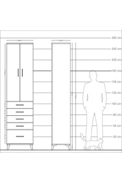 Arges Dolap 4 Raflı 5 Çekmeceli 2 Kapaklı 60x30x243 Çam-Antrasit