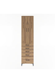 Arges Dolap 4 Raflı 5 Çekmeceli 2 Kapaklı 60x30x243 Çam-Çam