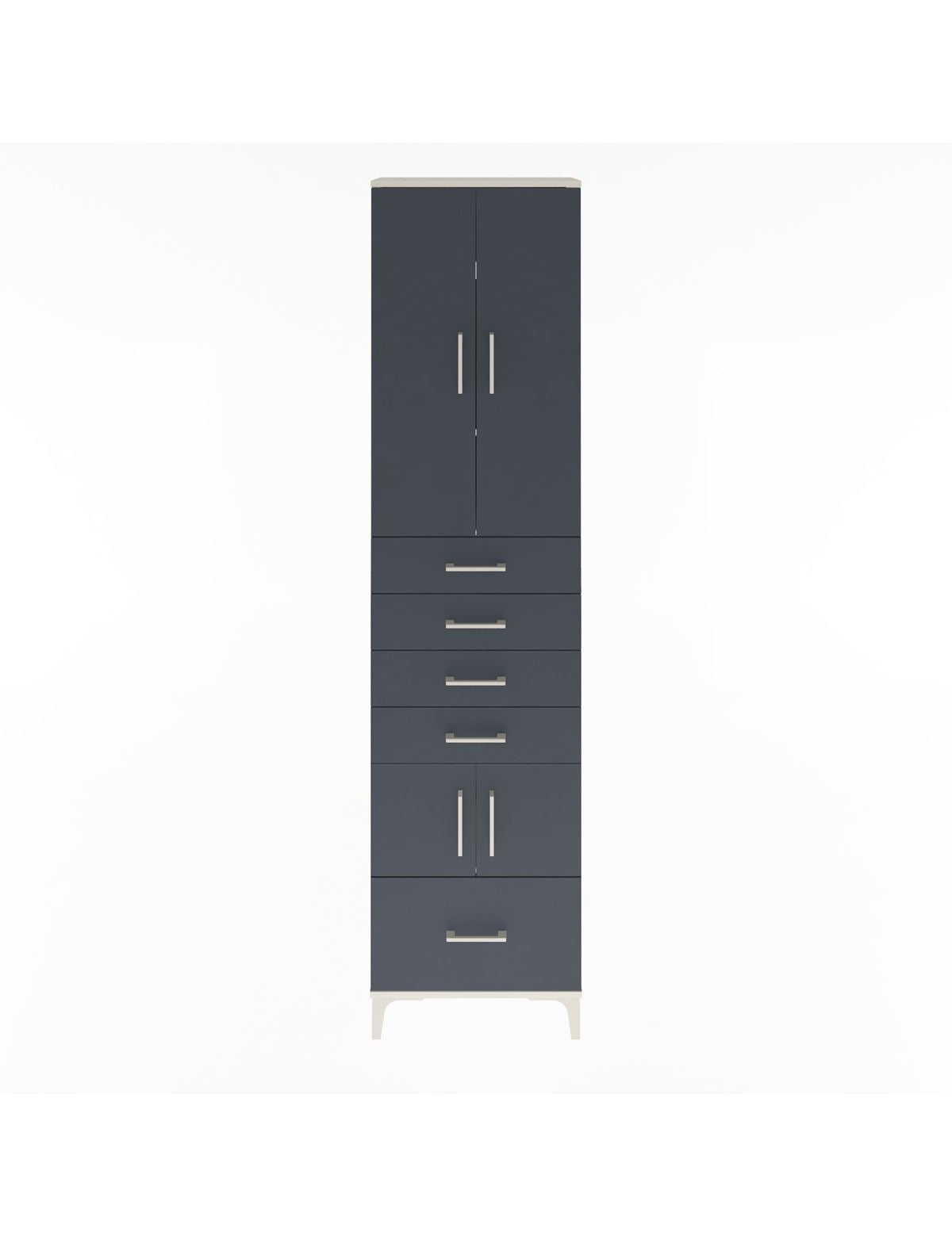 Arges Dolap 4 Raflı 5 Çekmeceli 4 Kapaklı 60x30x243 Aytaşı-Antrasit