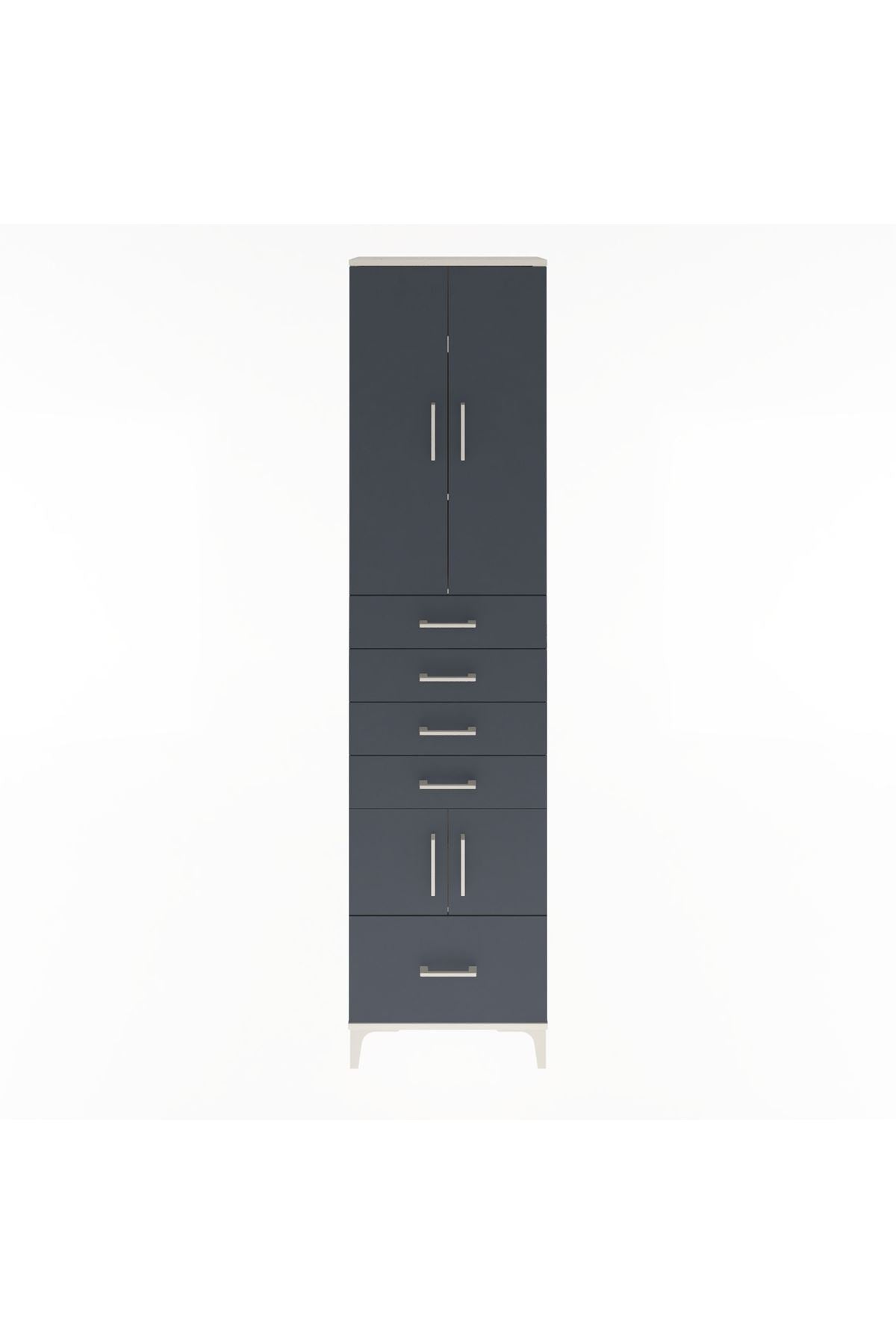 Arges Dolap 4 Raflı 5 Çekmeceli 4 Kapaklı 60x30x243 Aytaşı-Antrasit