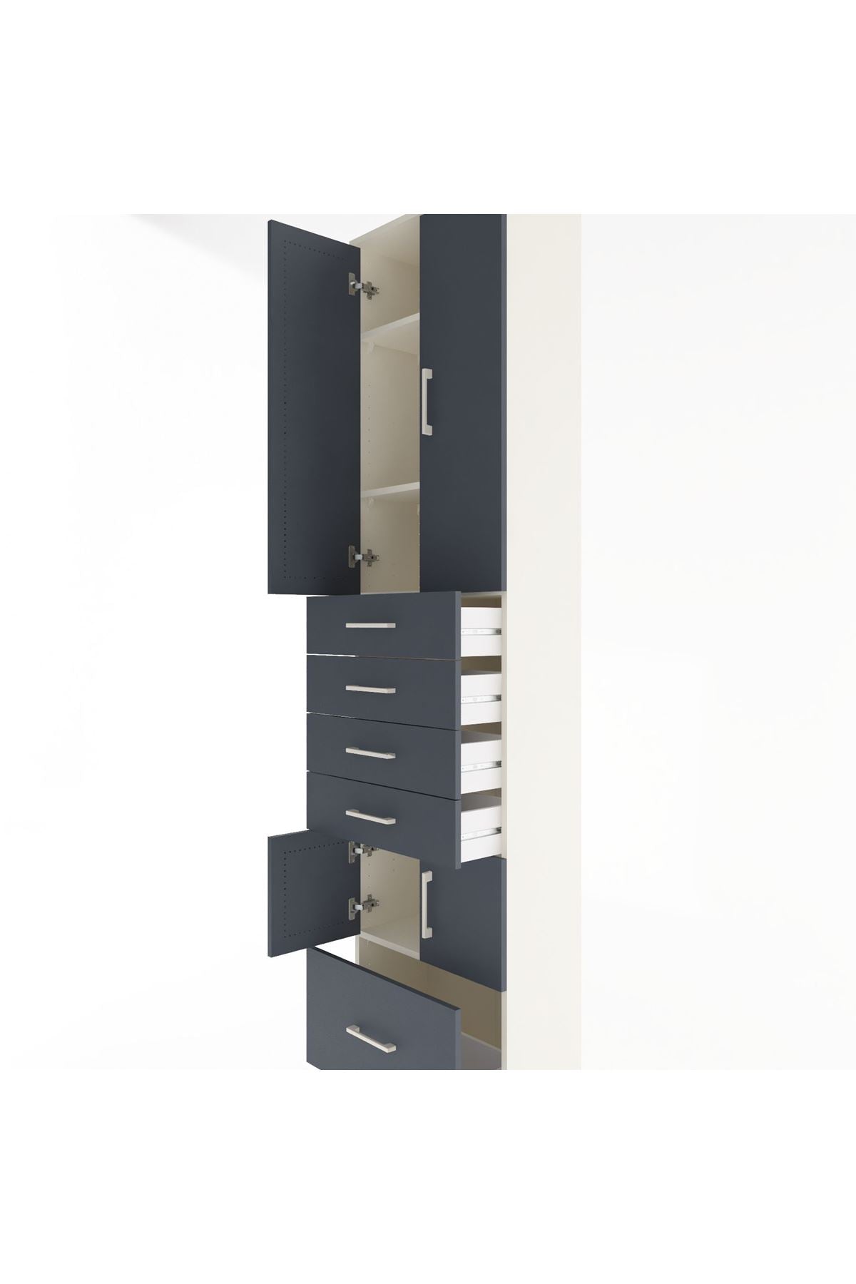 Arges Dolap 4 Raflı 5 Çekmeceli 4 Kapaklı 60x30x243 Aytaşı-Antrasit