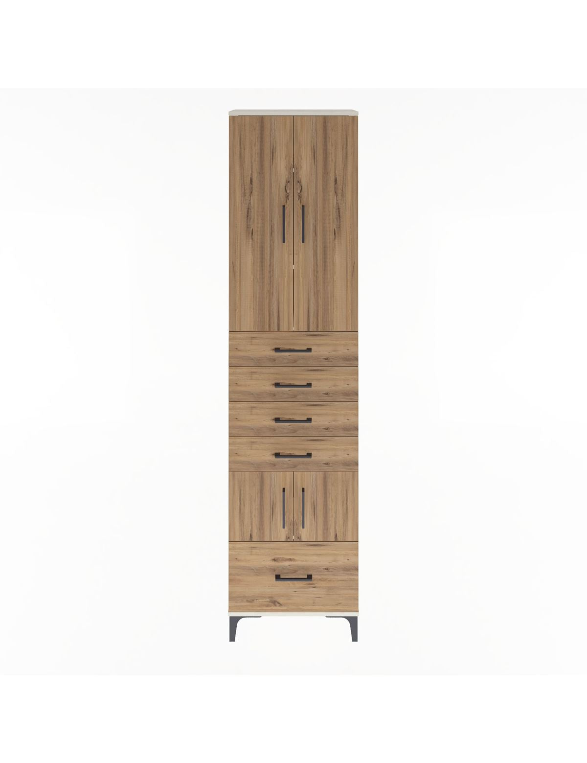 Arges Dolap 4 Raflı 5 Çekmeceli 4 Kapaklı 60x30x243 Aytaşı-Çam