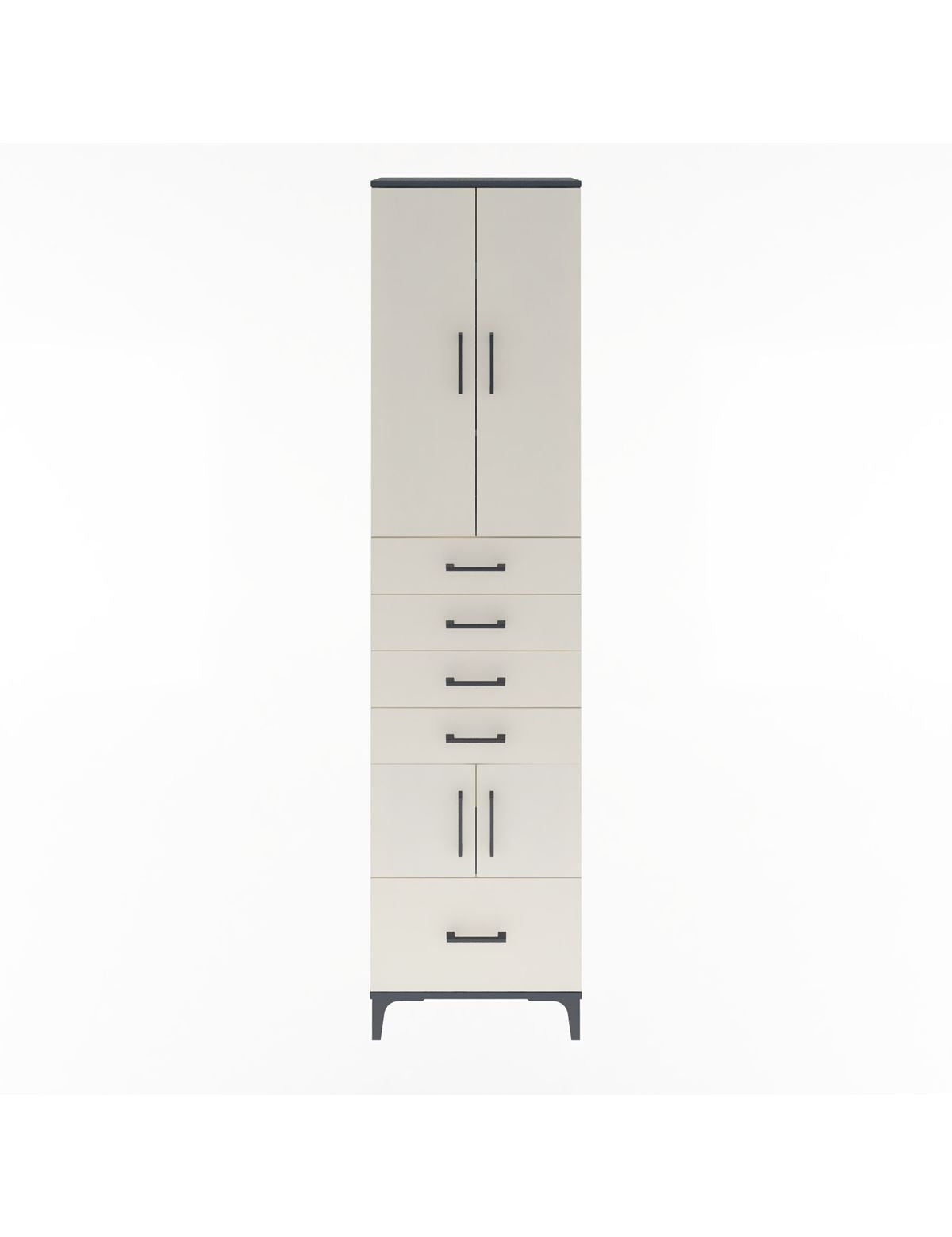 Arges Dolap 4 Raflı 5 Çekmeceli 4 Kapaklı 60x30x243 Antrasit-Aytaşı