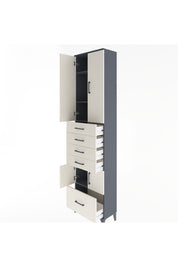 Arges Dolap 4 Raflı 5 Çekmeceli 4 Kapaklı 60x30x243 Antrasit-Aytaşı