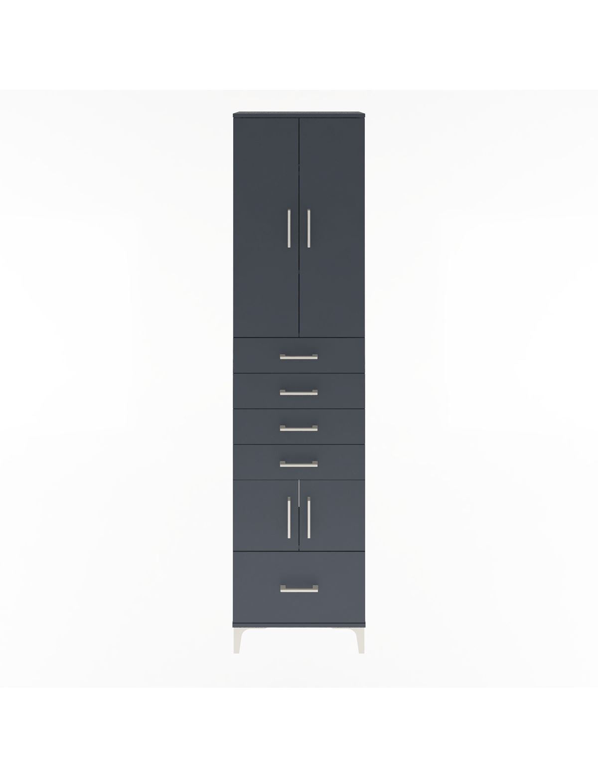 Arges Dolap 4 Raflı 5 Çekmeceli 4 Kapaklı 60x30x243 Antrasit-Antrasit