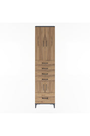 Arges Dolap 4 Raflı 5 Çekmeceli 4 Kapaklı 60x30x243 Antrasit-Çam