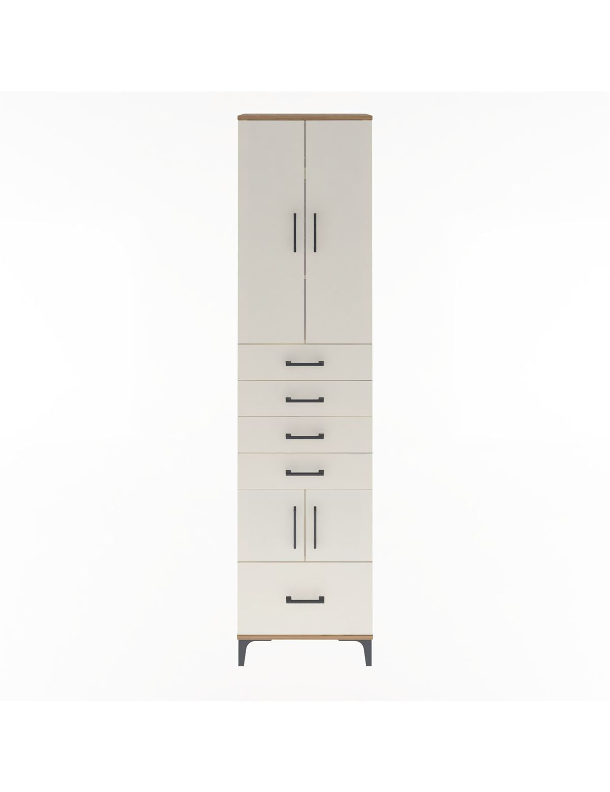 Arges Dolap 4 Raflı 5 Çekmeceli 4 Kapaklı 60x30x243 Çam-Aytaşı