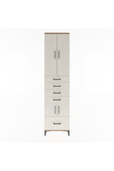 Arges Dolap 4 Raflı 5 Çekmeceli 4 Kapaklı 60x30x243
