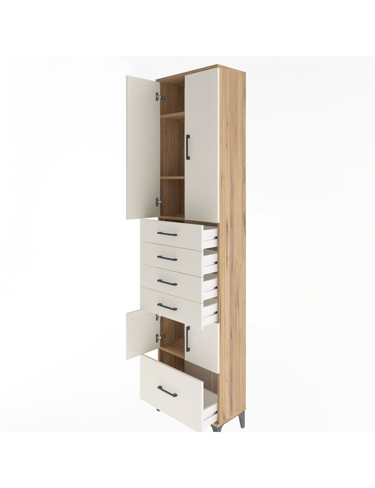 Arges Dolap 4 Raflı 5 Çekmeceli 4 Kapaklı 60x30x243 - S32M014V7A