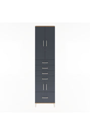 Arges Dolap 4 Raflı 5 Çekmeceli 4 Kapaklı 60x30x243 Çam-Antrasit