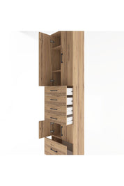 Arges Dolap 4 Raflı 5 Çekmeceli 4 Kapaklı 60x30x243 Çam-Çam