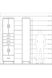 Arges Dolap 4 Raflı 5 Çekmeceli 4 Kapaklı 60x30x243 Çam-Çam