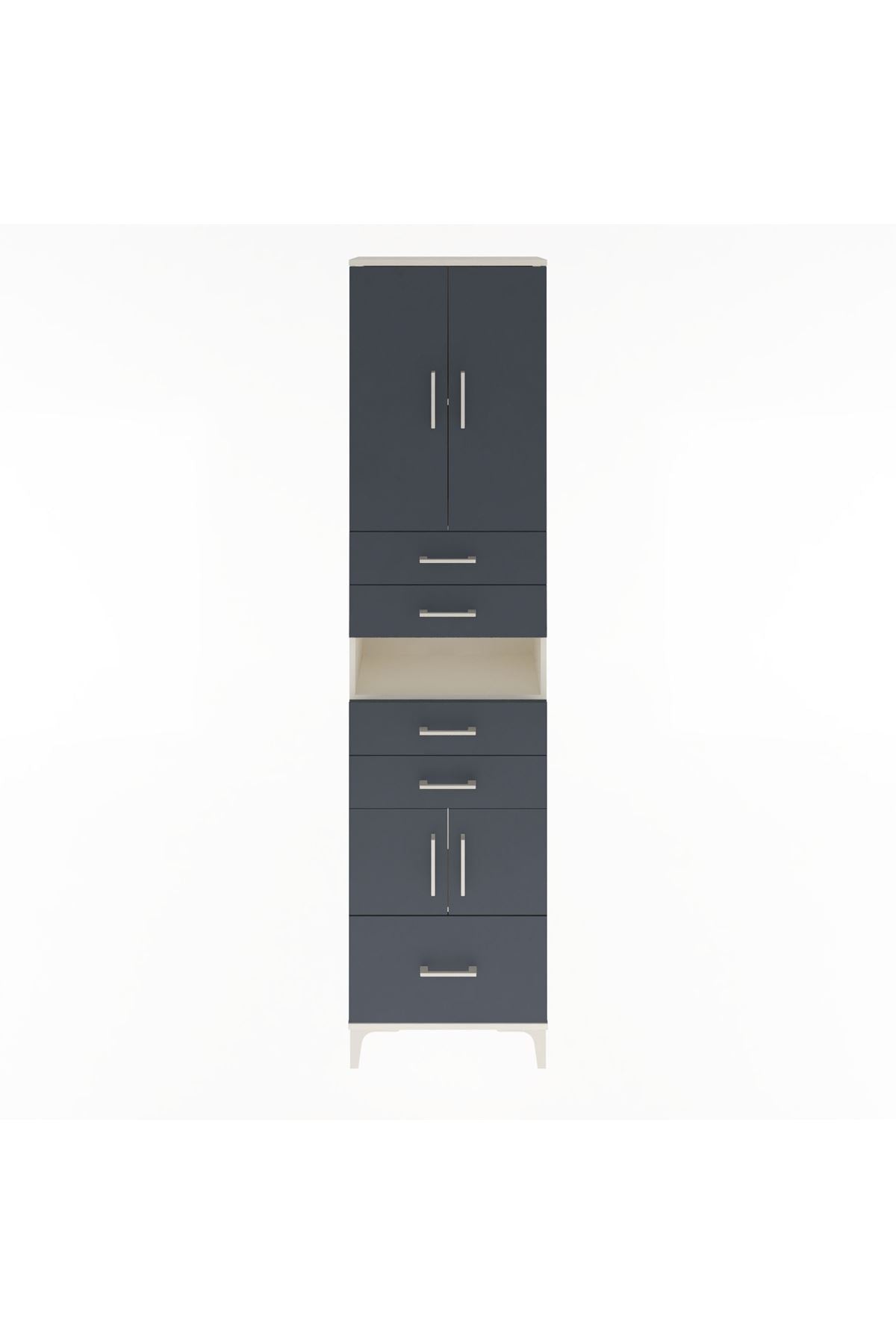 Arges Dolap 4 Raflı 5 Çekmeceli 4 Kapaklı 60x30x243 Aytaşı-Antrasit