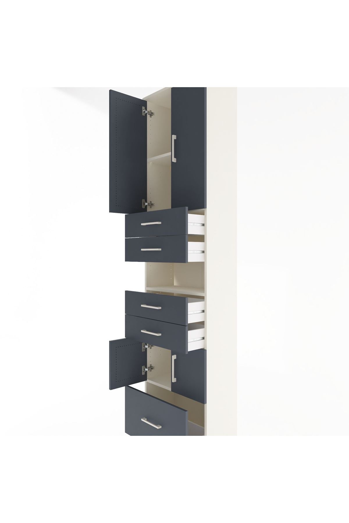 Arges Dolap 4 Raflı 5 Çekmeceli 4 Kapaklı 60x30x243 Aytaşı-Antrasit