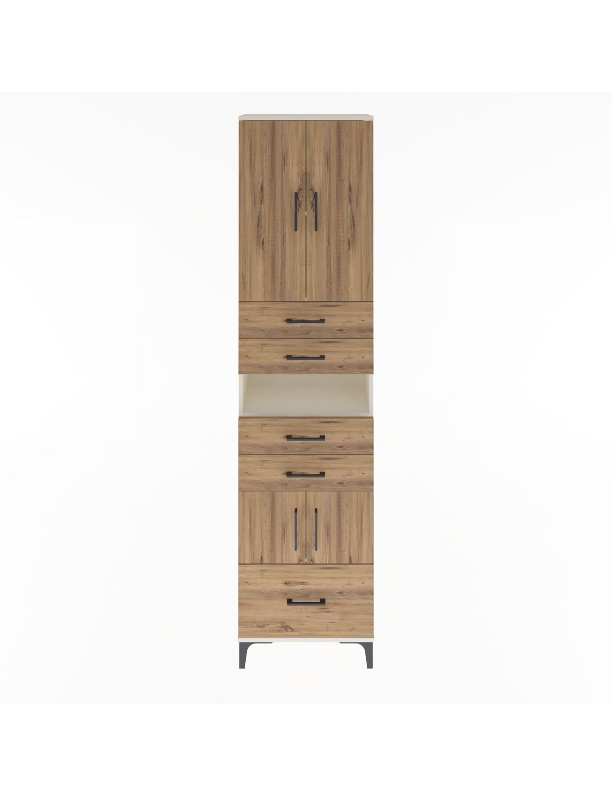 Arges Dolap 4 Raflı 5 Çekmeceli 4 Kapaklı 60x30x243 Aytaşı-Çam