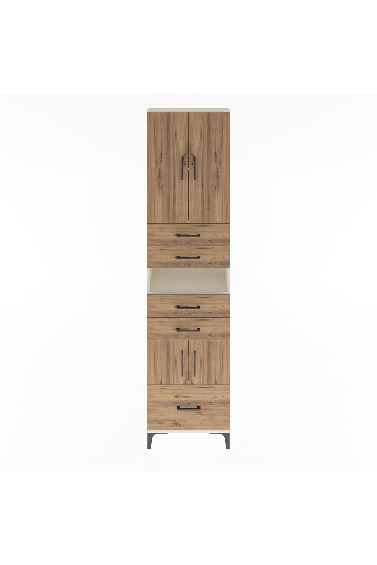 Arges Dolap 4 Raflı 5 Çekmeceli 4 Kapaklı 60x30x243 Aytaşı-Çam