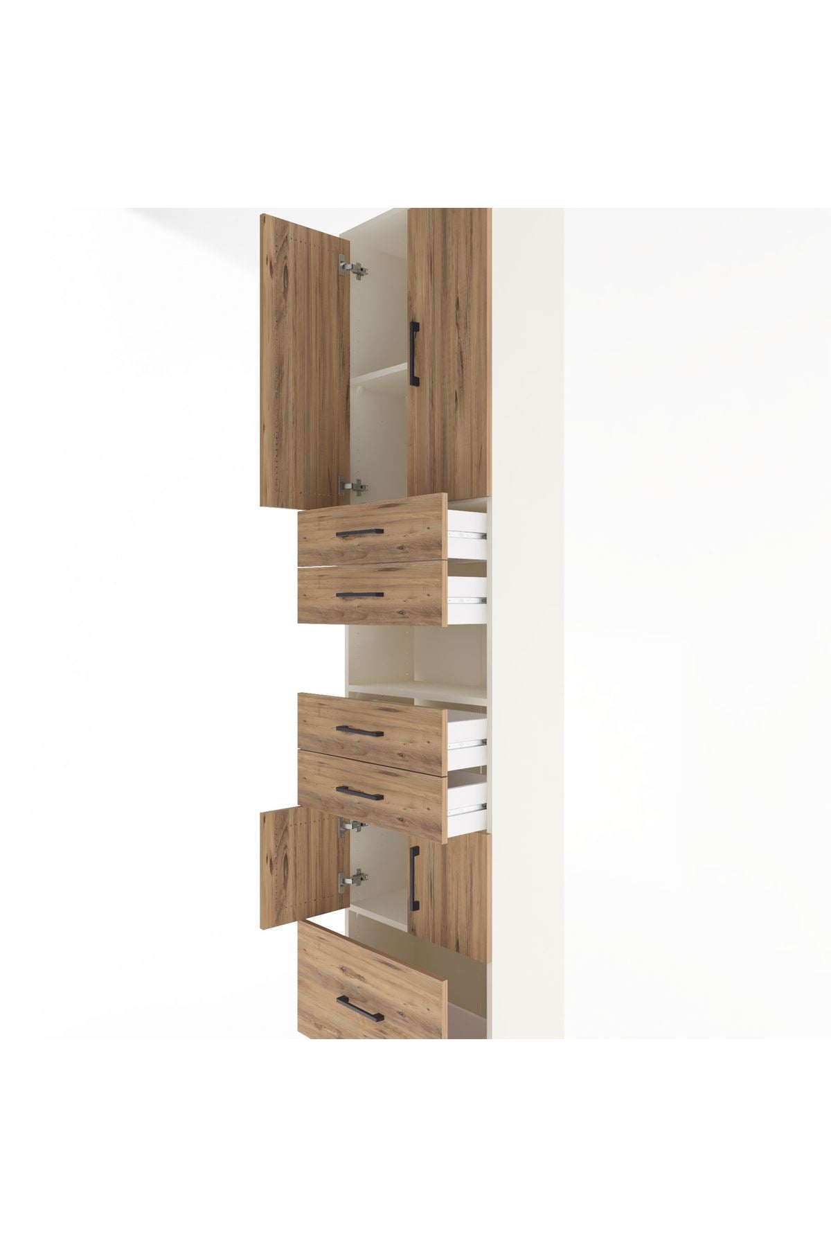 Arges Dolap 4 Raflı 5 Çekmeceli 4 Kapaklı 60x30x243 Aytaşı-Çam