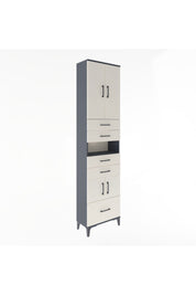 Arges Dolap 4 Raflı 5 Çekmeceli 4 Kapaklı 60x30x243 Antrasit-Aytaşı