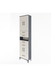 Arges Dolap 4 Raflı 5 Çekmeceli 4 Kapaklı 60x30x243 Antrasit-Aytaşı
