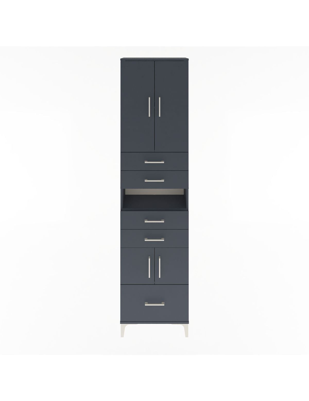 Arges Dolap 4 Raflı 5 Çekmeceli 4 Kapaklı 60x30x243 Antrasit-Antrasit