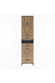 Arges Dolap 4 Raflı 5 Çekmeceli 4 Kapaklı 60x30x243 Antrasit-Çam