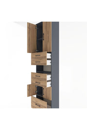 Arges Dolap 4 Raflı 5 Çekmeceli 4 Kapaklı 60x30x243 Antrasit-Çam