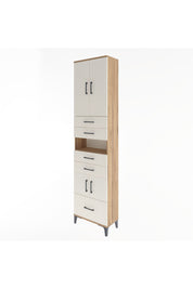 Arges Dolap 4 Raflı 5 Çekmeceli 4 Kapaklı 60x30x243 Çam-Aytaşı